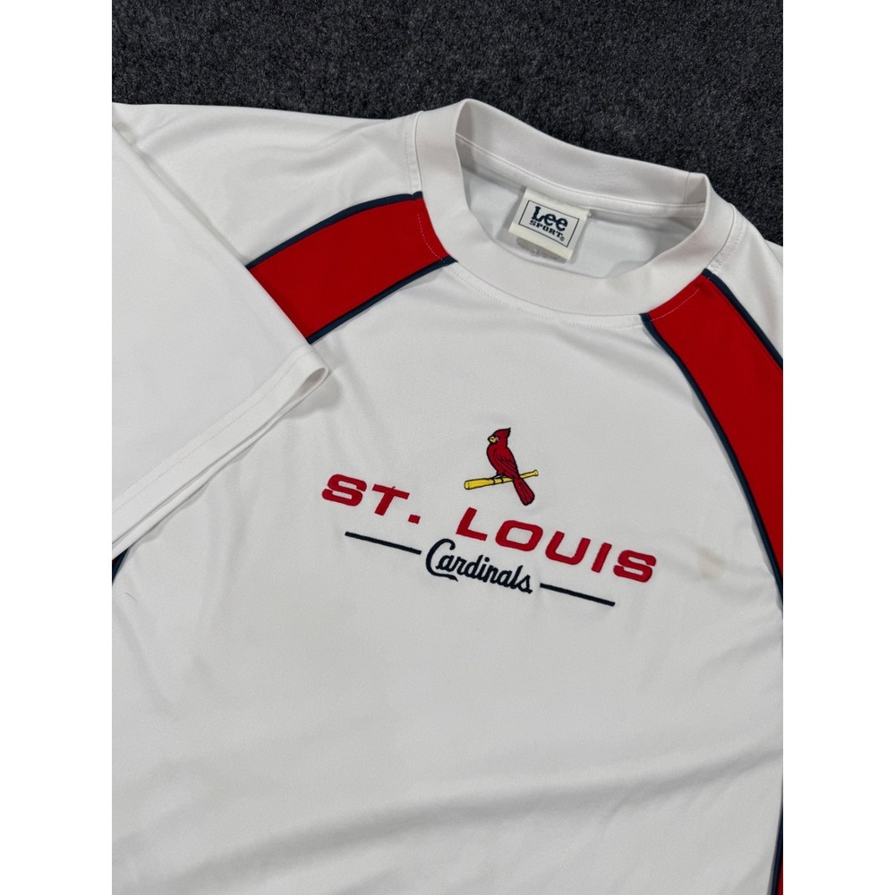 VTG Lee Sport St Louis Cardinals MLB Embroidered Jersey Shirt XL White Red